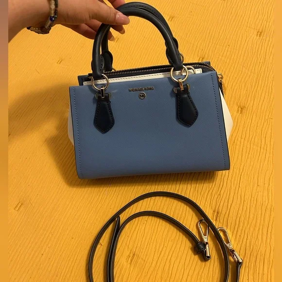 Michael Kors small Marilyn Saffiano Satchel - Dark Chambray multi - Picture 4 of 10